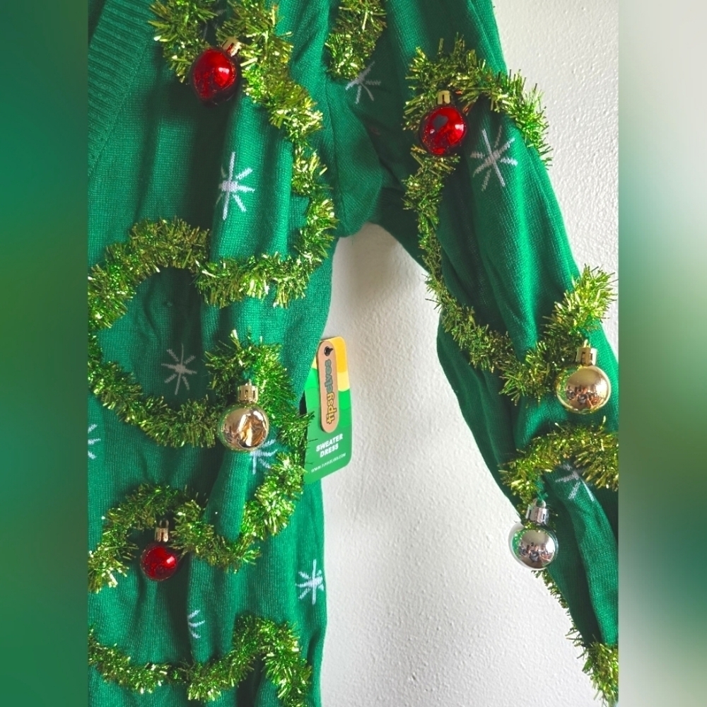 NWT! Tipsy Elves, Women's Gaudy Garland Sweater Dress, Size XL -$79.95 - Picture 6 of 10